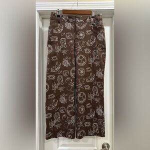 bagatelle Brown and White Floral Novelty  Printed Wide-Leg Pants Size 10